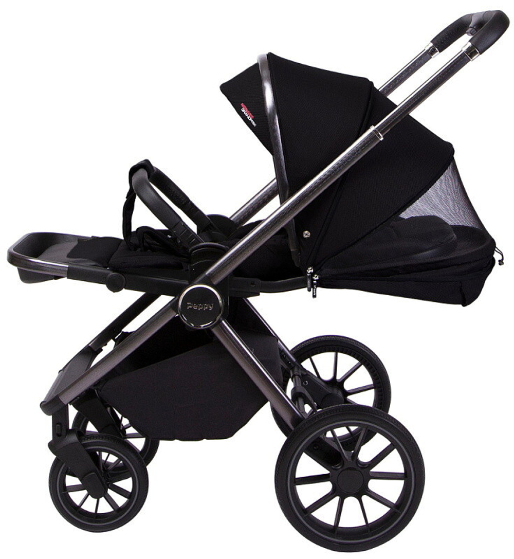 Детская коляска Peppy Monaco GP 3 в 1 с автокреслом Verona Black черный, рама темно-серая