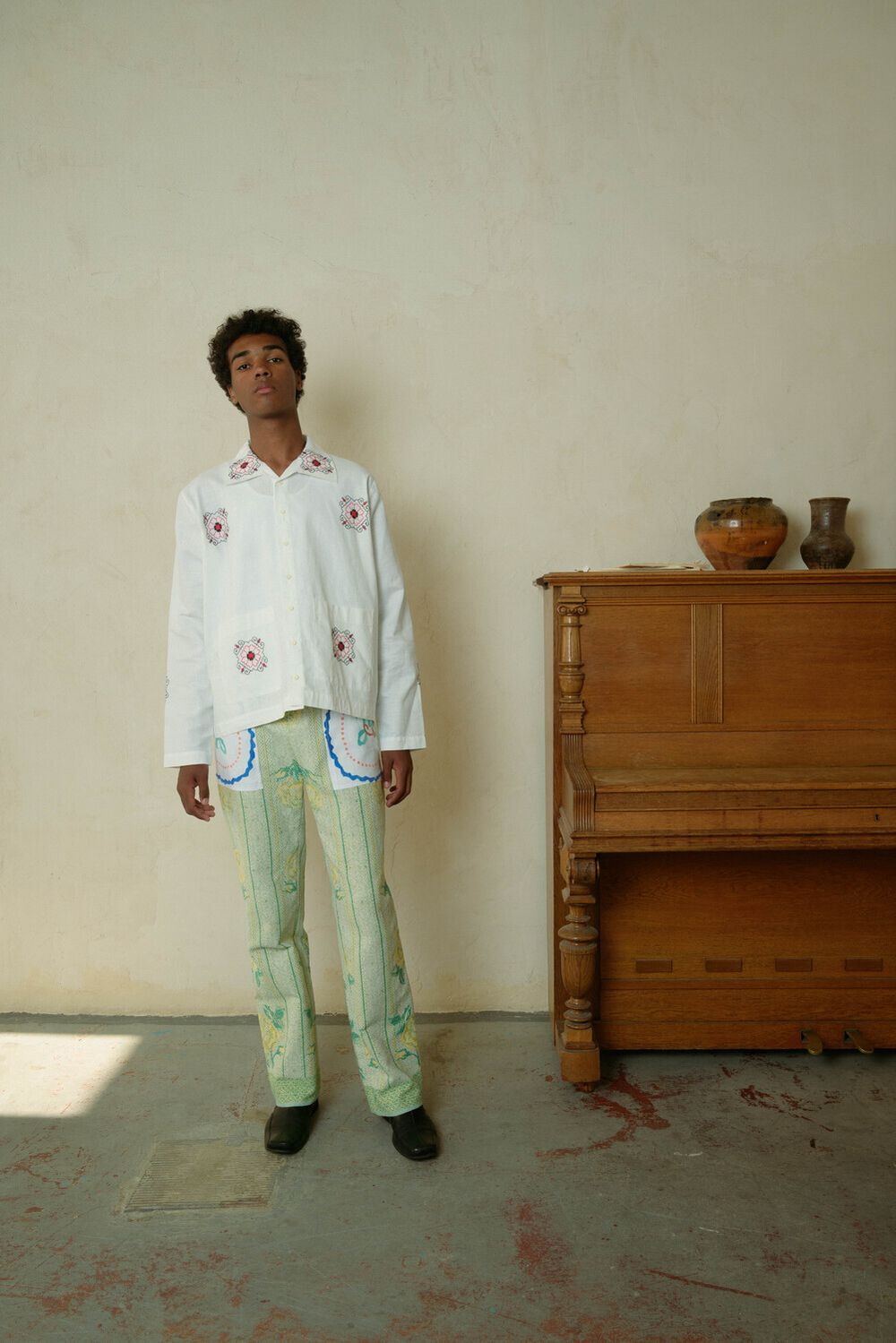 Рубашка Soeurs с Повторяющейся Вышивкой / Repeating Pattern Long Sleeve белая