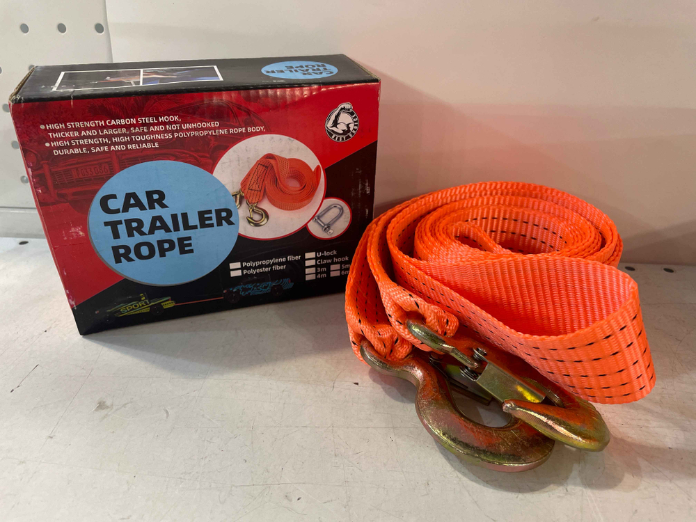 2Т-5М / Трос буксировочный для автомобиля, 2 тонны, длина 5 метров, с крюками, оранжевый, TG (1 шт.)