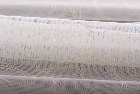 Микросетка с вышивкой Вензель-2 (кремовый)