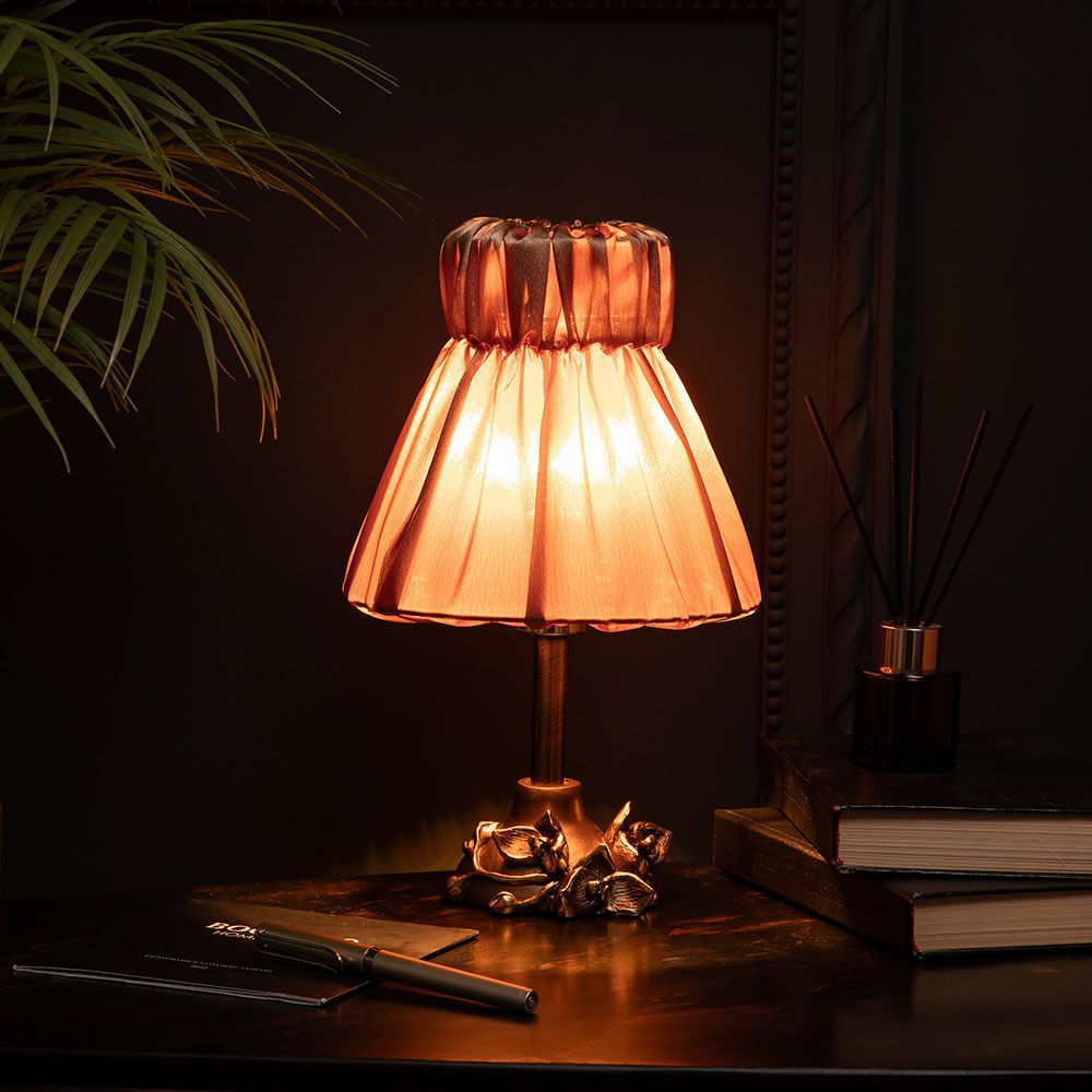 Настольная лампа Орхидея Лайм Бронза с абажуром Адель Бронза