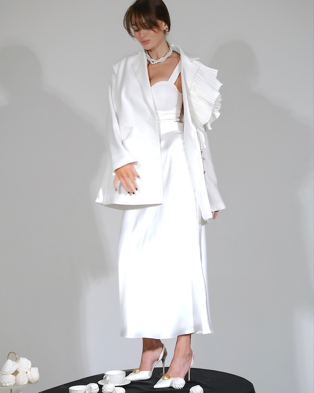 Юбка "В шелках" зефирная макси