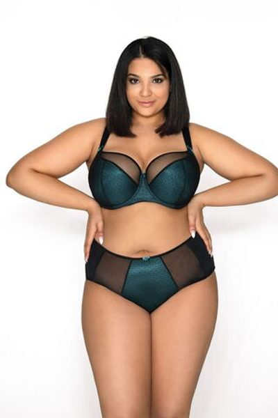 Трусы-слип Nori с высокой талией (Размер: 46) (Цвет: черный с зеленым)