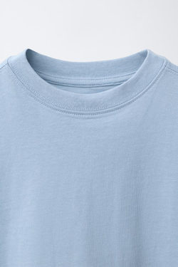 ZARA БАЗОВАЯ ОДНОТОННАЯ ФУТБОЛКА, ПАСТЕЛЬНО-СИНИЙ