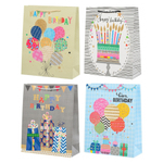Подарочный пакет Basir, серия "День рождения", с блёстками, 18*23*10 см, ассорти