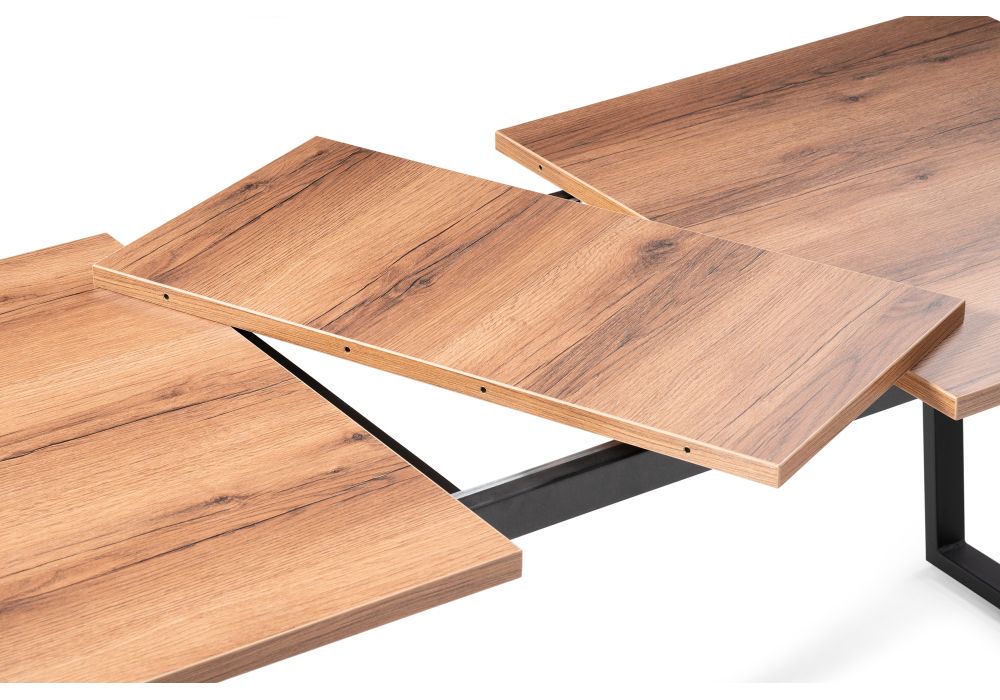 Стол раскладной Лота Лофт 140(180)х80х74 25 мм дуб делано темный / матовый черный