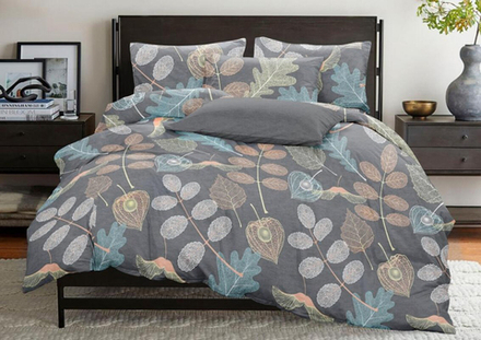 Комплект постельного белья Евро с простыней на рез.160х200 БЯЗЬ "Осень б/к" (нав. 70х70 или 50х70)