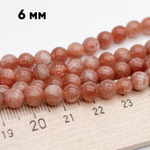 Солнечный камень бусины, диаметр 6,1-6,3 мм, цена за 15 шт (1/4 нити)