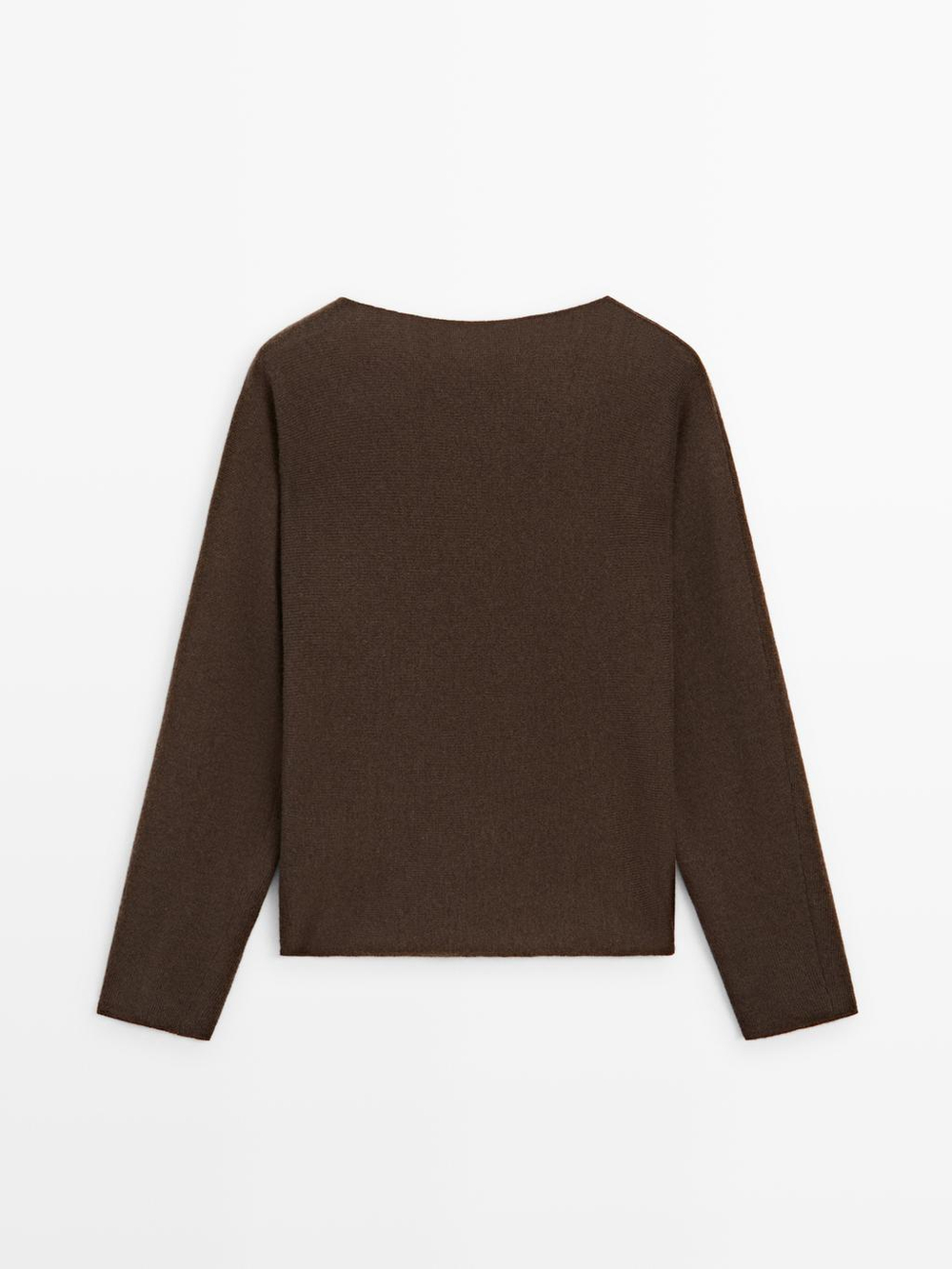 Massimo Dutti Свитер с вырезом «лодочка», коричневый