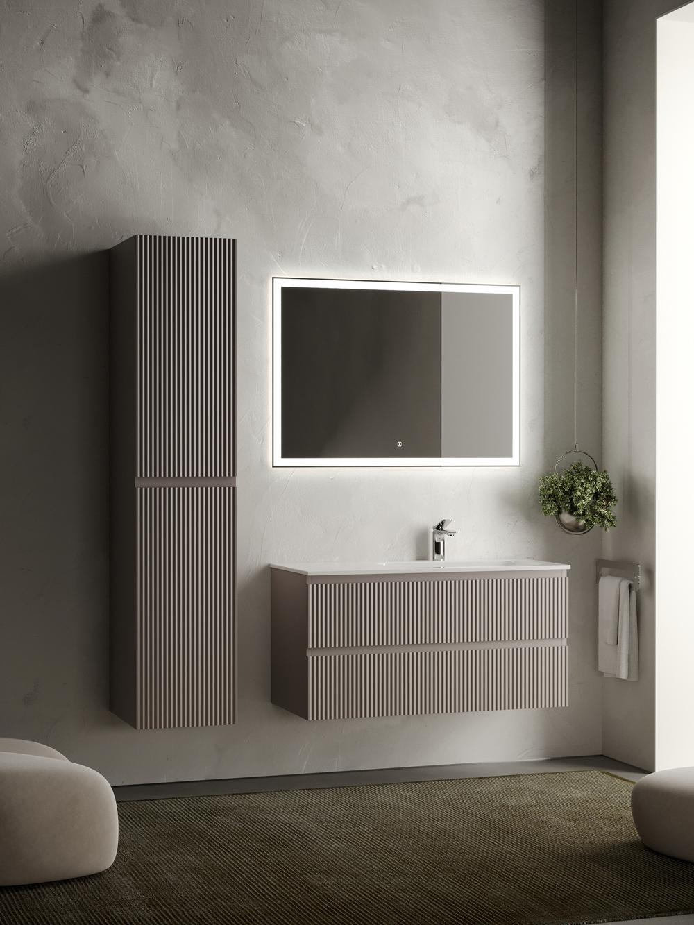 Тумба с раковиной Sancos Snob R 100 см SNR100RSM правая, doha soft