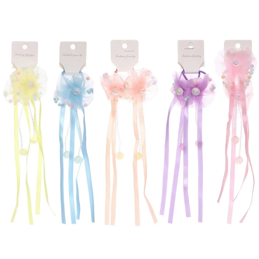 Резинки для волос детские 2шт «КОНФЕТКИ», жемчужинки, микс 5 цветов, d-3см/20см