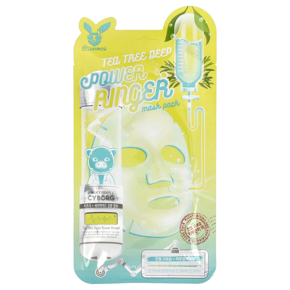 Elizavecca, Tea Tree Deep Power Ringer Beauty Mask Pack, 1 шт., 23 мл (0,78 жидк. Унции)