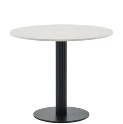 Стол круглый Фризбин D90, столешница МДФ ледяной камень, основание металл черный