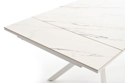 "Меркурий" стол интерьерный раздвижной обеденный из керамики, цвет белый глянцевый