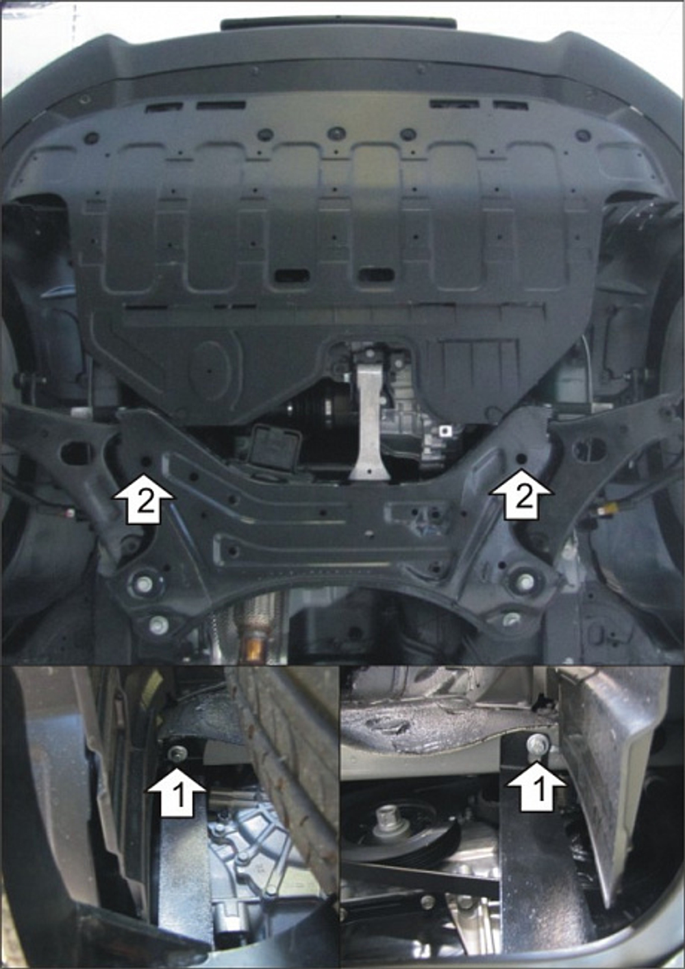 Усиленная защита Motodor картера двигателя, кпп. 5 мм, алюминий. для KIA Sportage 2010-2016,Hyundai ix35 2010-2015 арт.30902