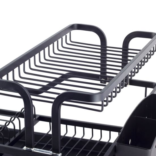 Сушилка для посуды из алюминия с поддоном Kamille KM-0750 (черная 57,5х35х27,5 см.)