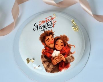 Муссовый торт с фотопечатью на день всех влюбленных