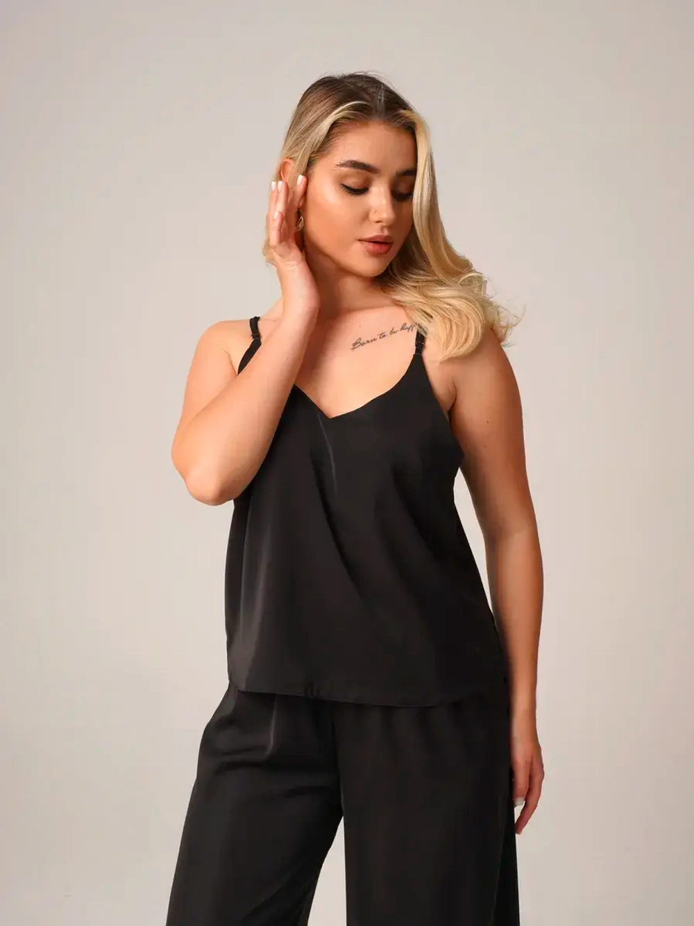 Пижама с брюками шелковая