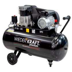 WDK-91040 Компрессор поршневой с ременным приводом 400 л/мин, 2.2 КВт, 220 В, ресивер 100 л