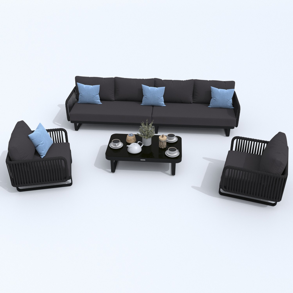 Лаунж зона угловая Ideal Patio БЕЛЛИСА модульная антрацит - каркас карбон