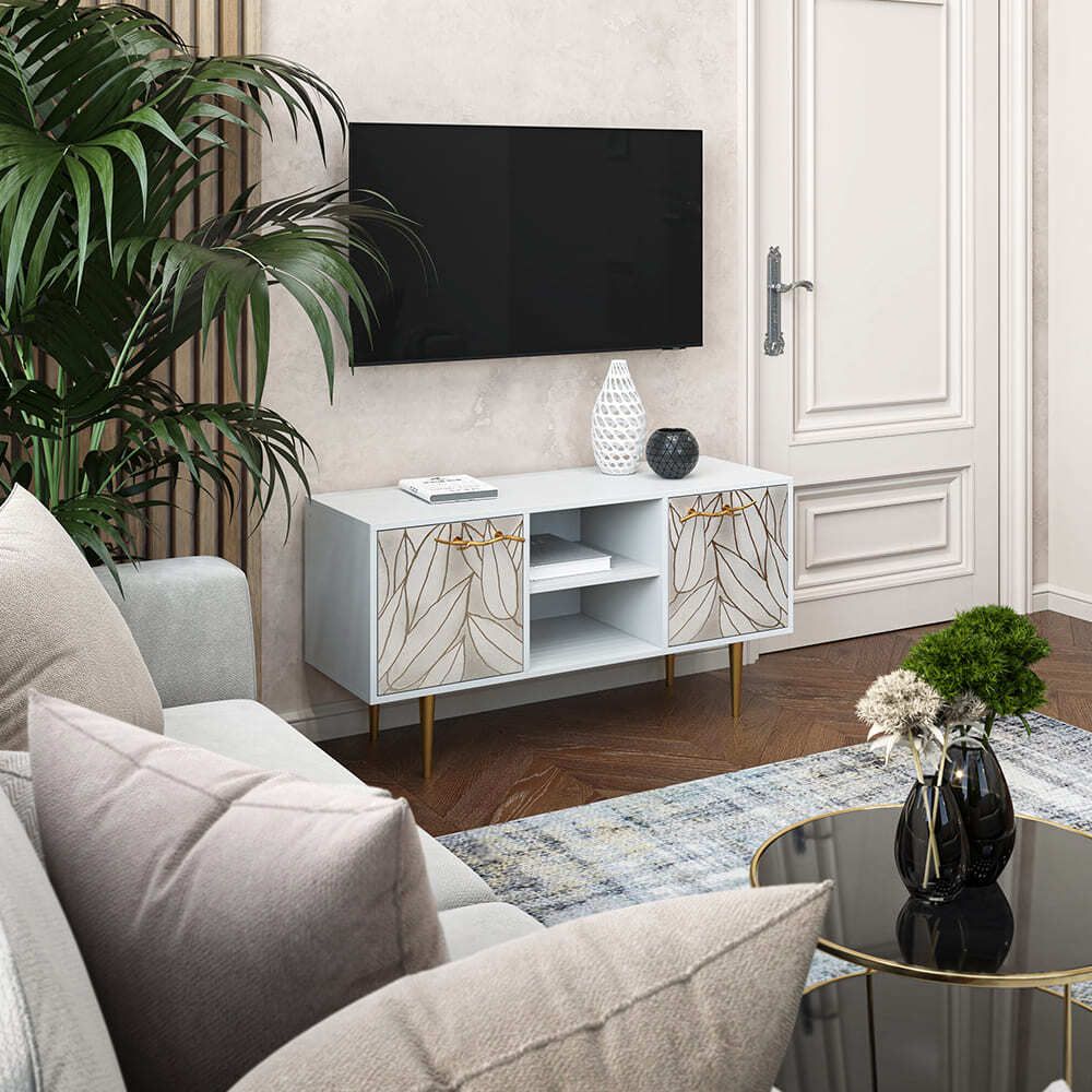 Тумба под ТВ Арт 117см Стайл Айс Голд