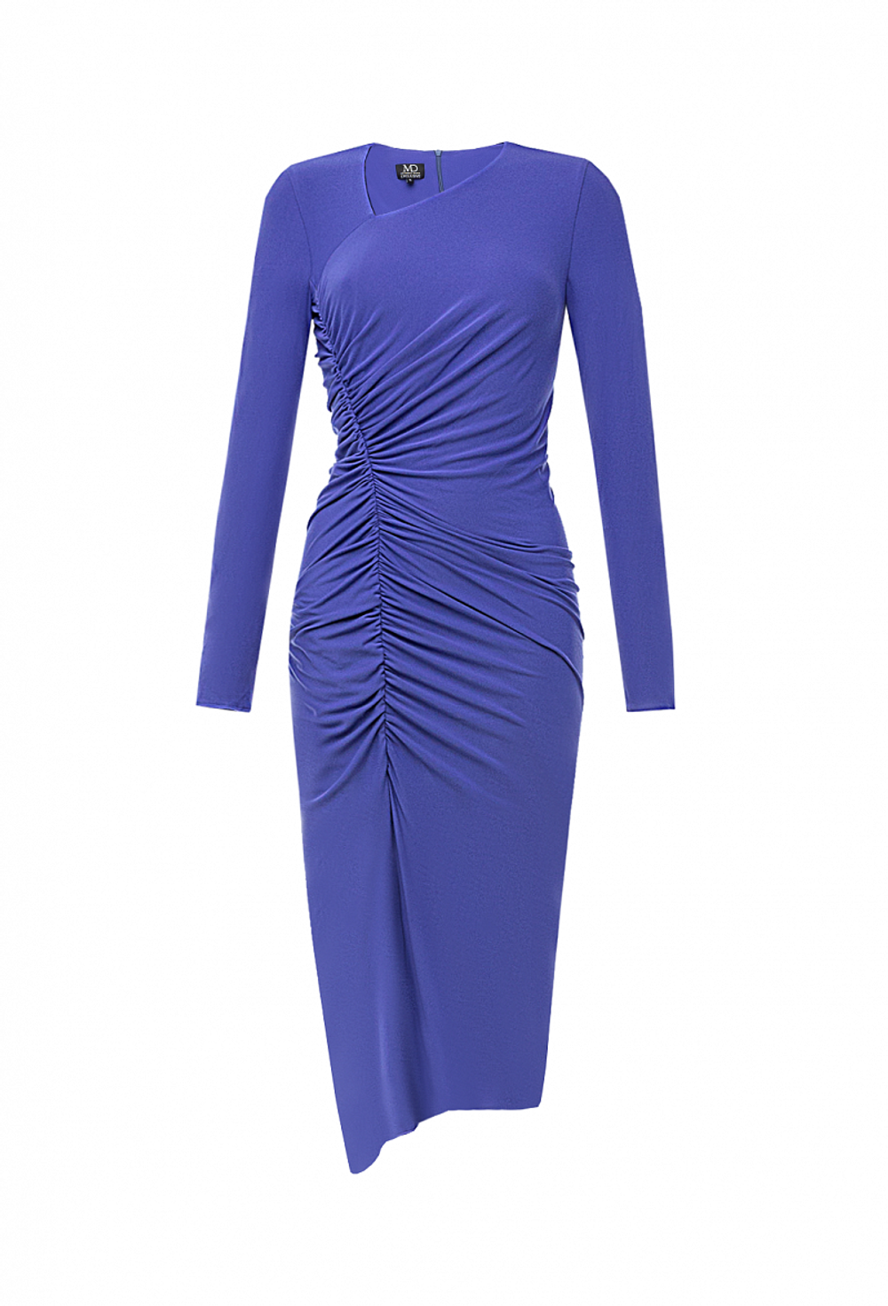 Трикотажное платье с фигурным вырезом фиолетовое 04-05-23 SS