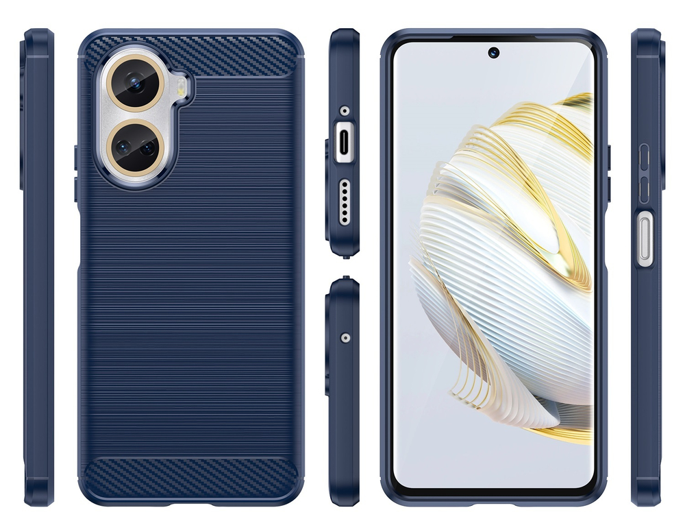 Чехол в стиле карбон синего цвета на смартфон Huawei Nova 10SE 4G, серия Carbon от Caseport