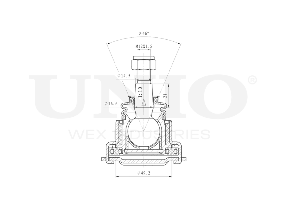 Опора шаровая передняя нижняя UNIO SSP-20079