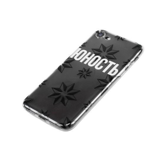 Чехол ЮНОСТЬ Роза ветров - Лого Юность Черный, Пластик Soft Touch, 6/6S