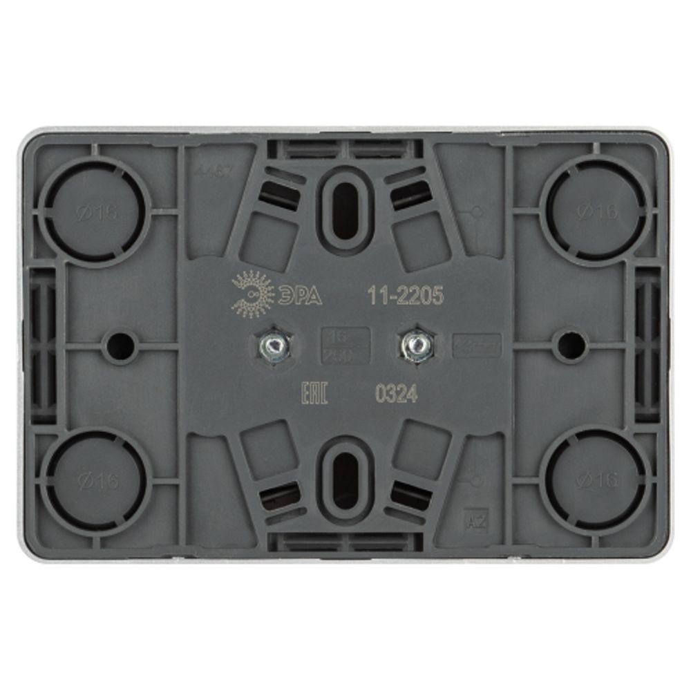 Розетка ЭРА Эксперт 11-2205-03 двойная с заземлением 2х2P+E Schuko IP20 16A-250В ОУ алюминий | Эра Эксперт