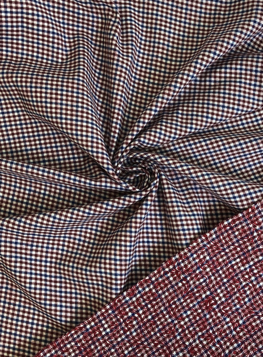 Коттон фланель сорочка принт клетка/огурцы, бордо/белый/синий NBD140