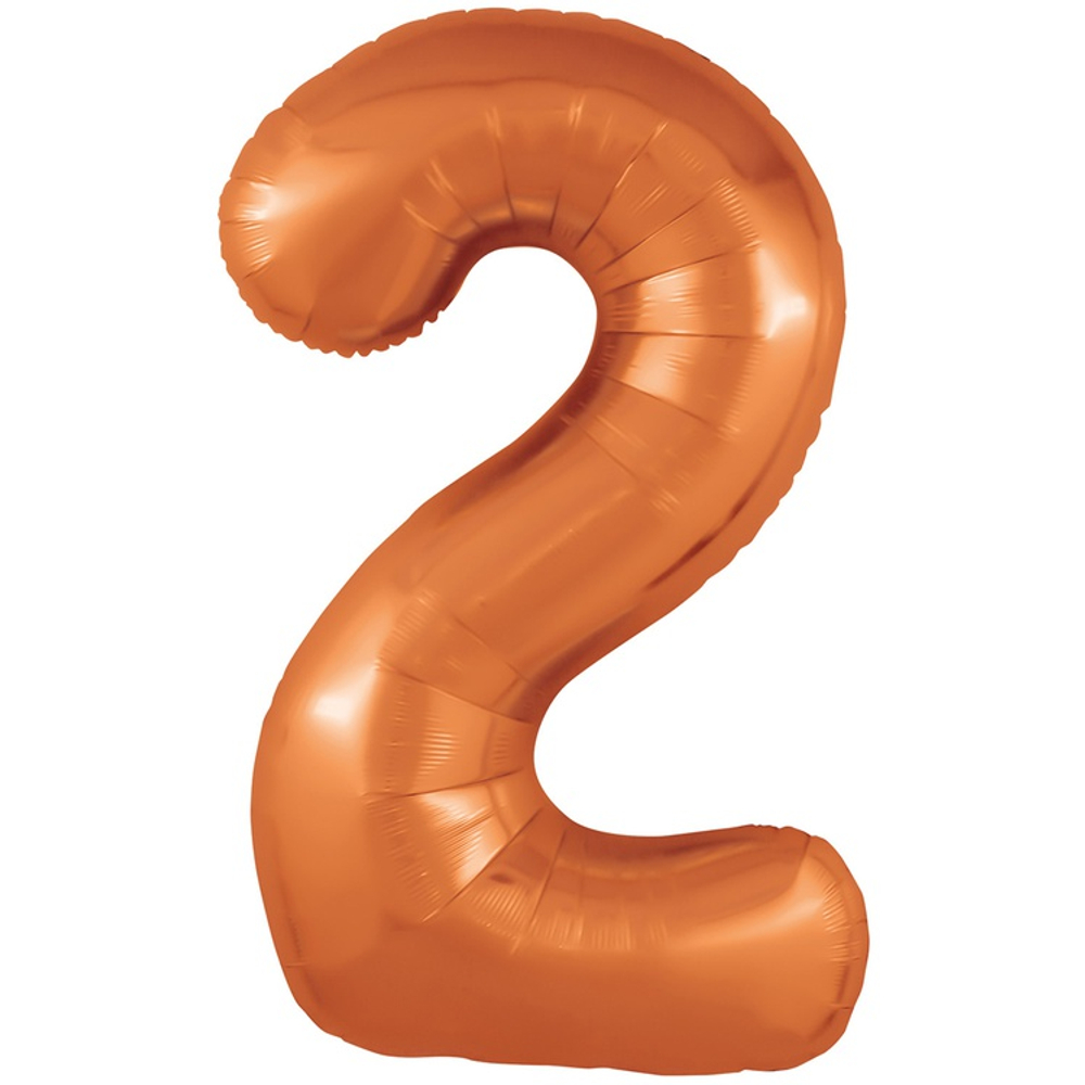 Шар фольгированный Цифра 2 101 см (Оранжевый)