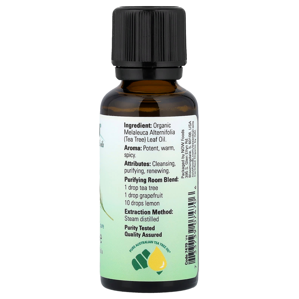 NOW Foods, органические эфирные масла, масло чайного дерева, 30 мл (1 жидк. унция)