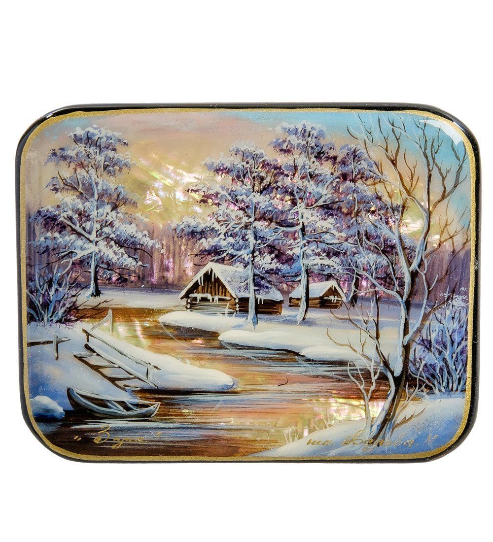 Народные промыслы ШК-55/ 89 Шкатулка «Зимний пейзаж» Белова