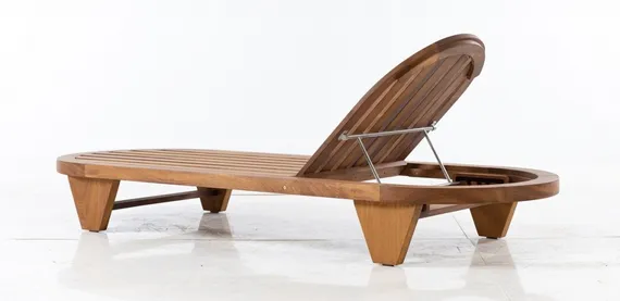 Шезлонг Spain, массив ироко, голубой матрас