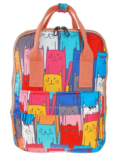 Молодёжный рюкзак из текстиля с принтом, бирюзовый