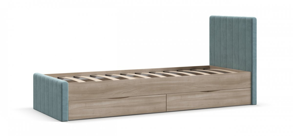 Лофт Мини Кровать 90*200 Велюр Монолит Циан, Сонома(последний экземпляр)