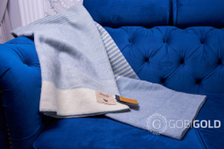 Одеяло тканое из овечьей шерсти LUX (мериноса) ERDENET 150x200 см. - серо-голубое