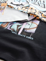 Пижама для мальчика Next E68-073, 3 шт., Черный, Серый, Белый