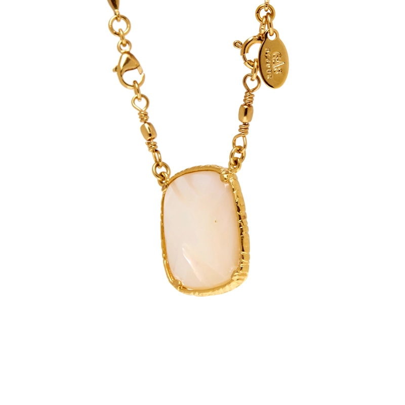 Колье Скапулярий в Оправе – Белый перламутр, Кристалл