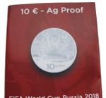 10 евро. Футбол. Чемпионат мира по футболу в России. Италия. Серебро. 2018 год