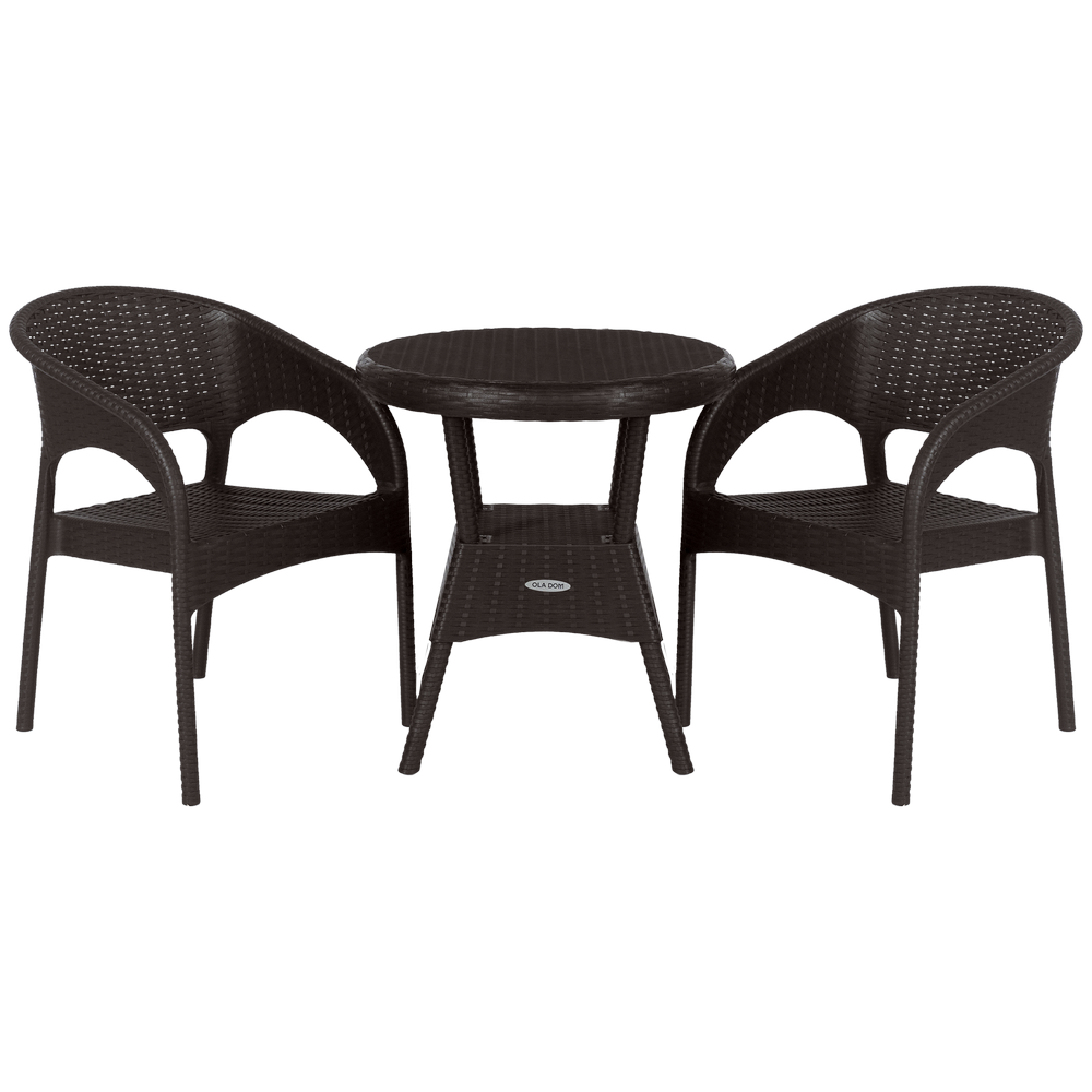 Набор садовой мебели RATTAN стол круглый + 2 кресла, Цвет: Коричневый.