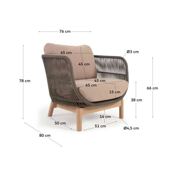 Уличное кресло Catalina, зеленый корд, массив акации