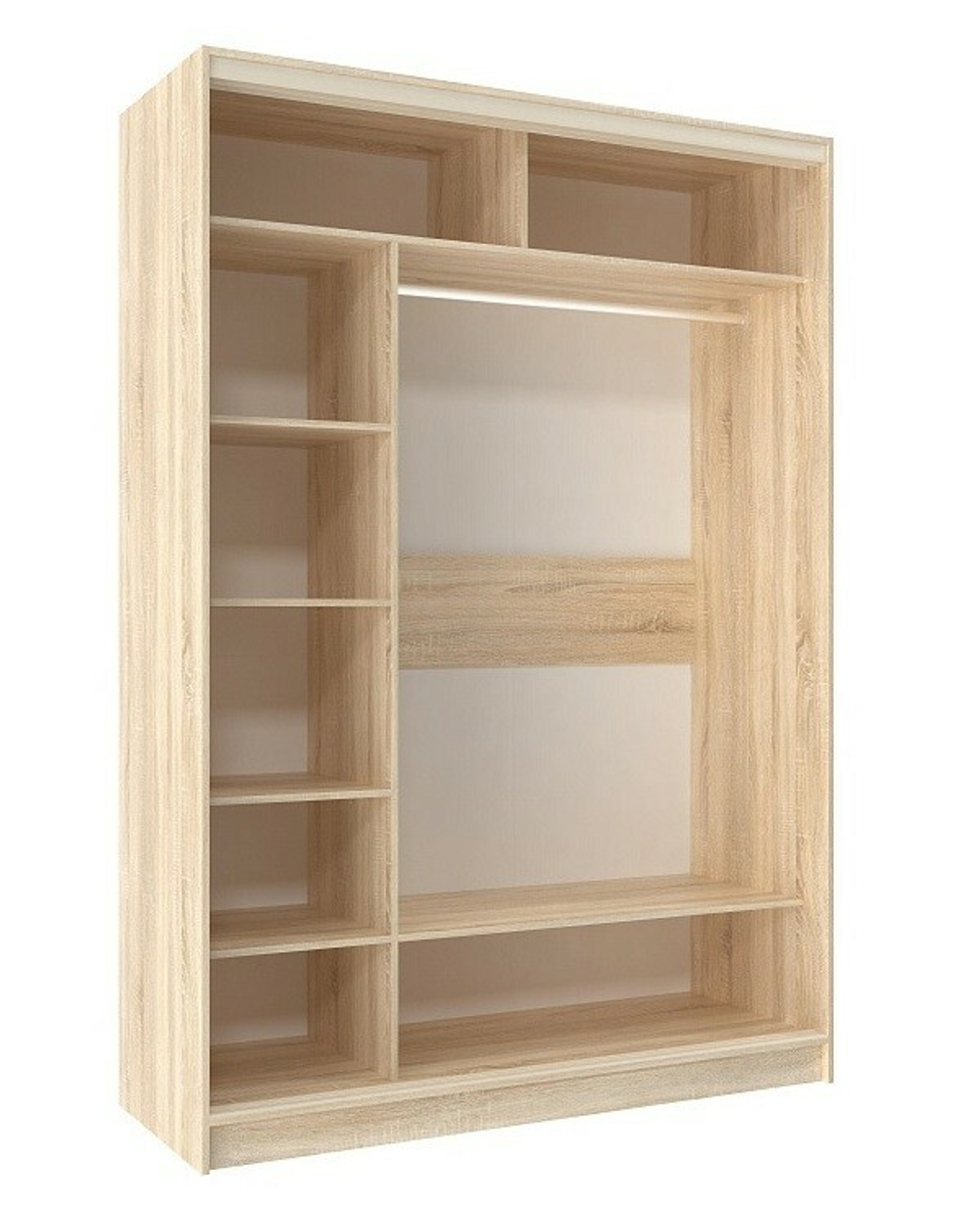 Шкаф-купе двухдверный с зеркалом 1600 Домашний Дуб Сонома