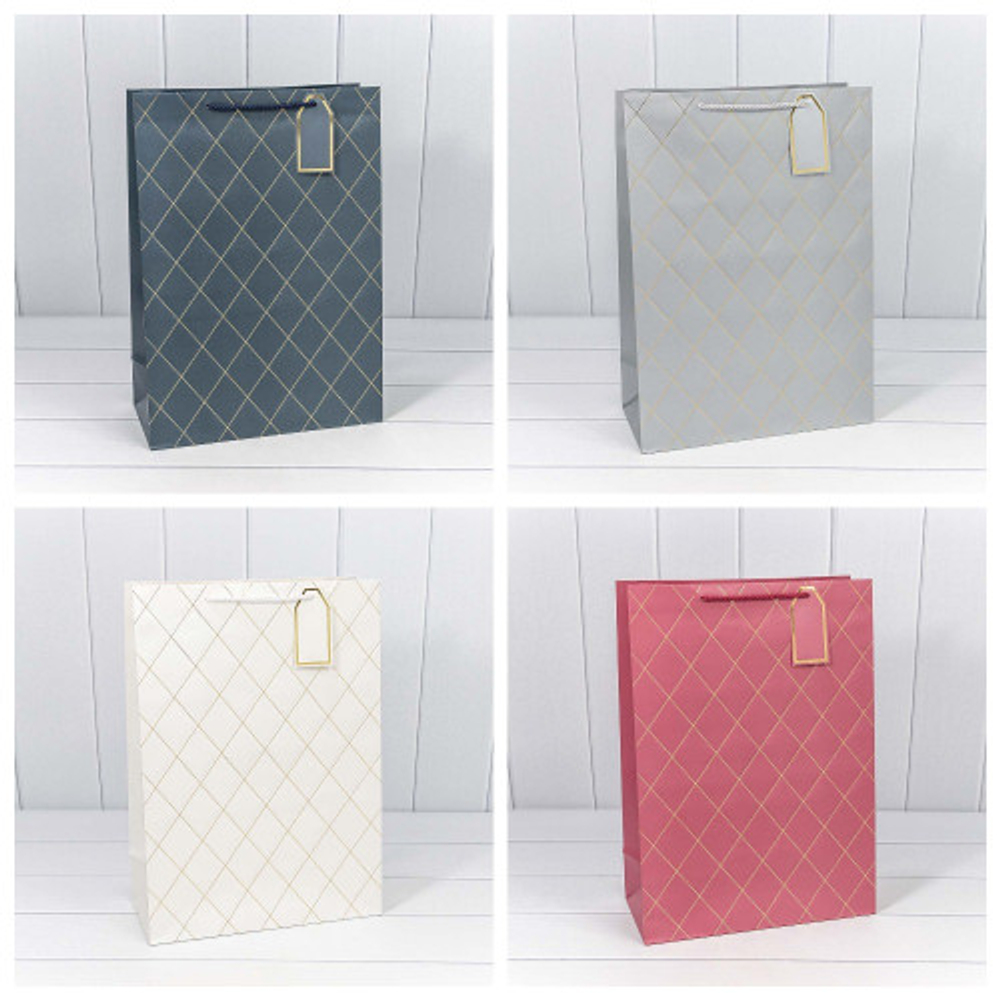 Пакет подарочный 40х55х20см "Ромбы" с тиснением (Микс)