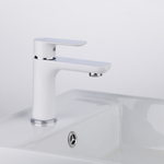 Смеситель для раковины 35к G1048 GAPPO литой, п/гайку, БЕЛЫЙ-ХРОМ