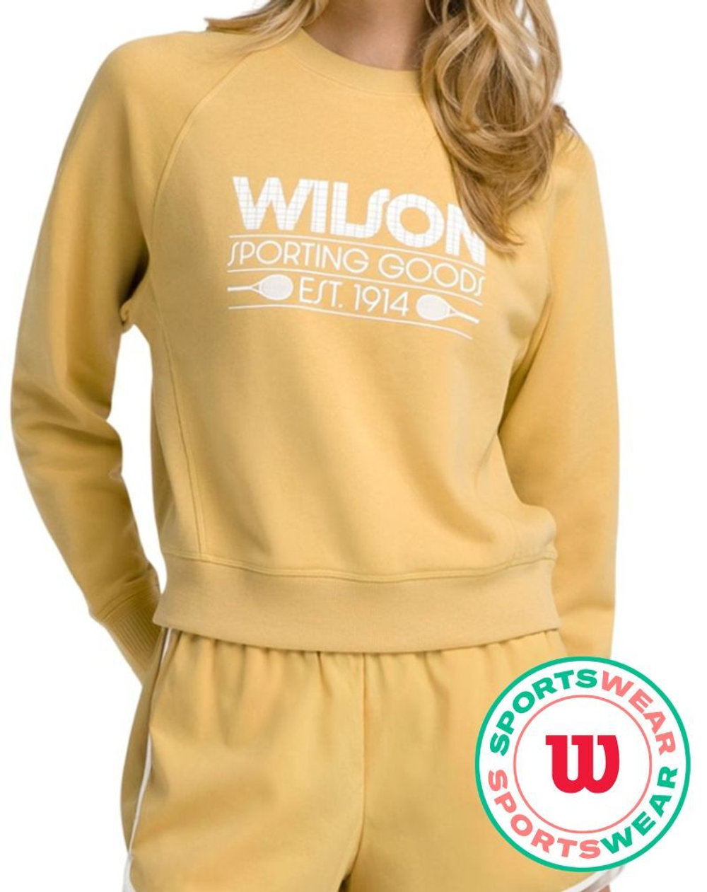 Женская Кофта теннисная Wilson Sideline Crew - золотистая
