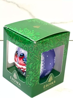 Елочный шар Снегири 7.5 см