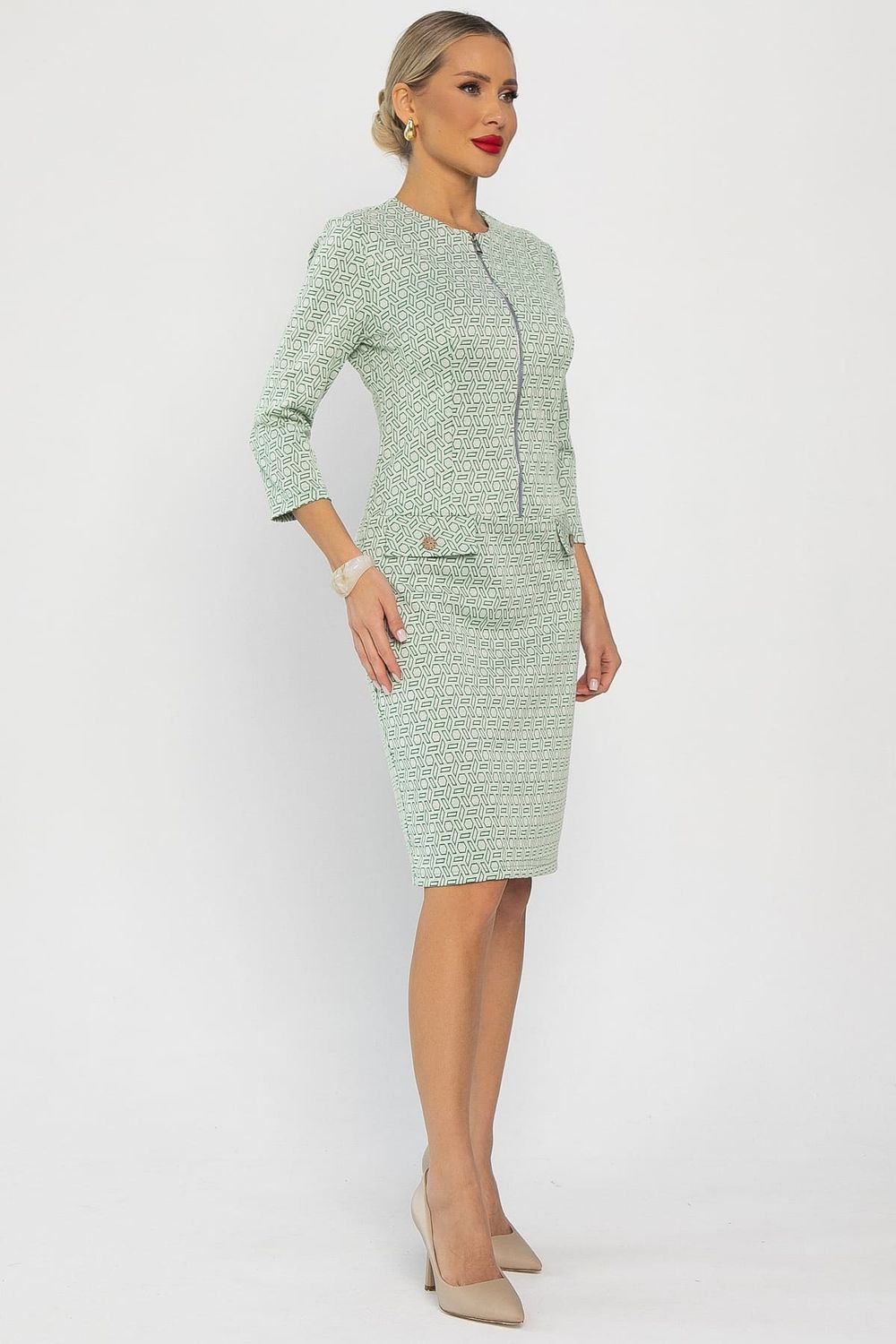 Платье Леди Мери НЬЮ (бежево-салатовое) П13667-19М LT Collection