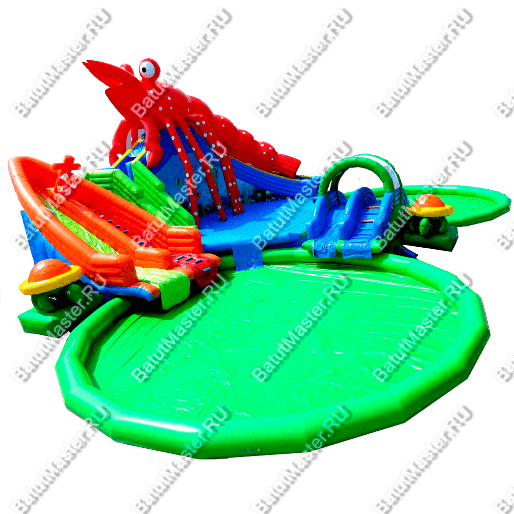 Наземный надувной аквапарк «Аквасфера-2», бассейн с круглым бортом и горкой 27*20*8 м